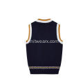 Gilet scolastico da bambino in maglia a contrasto con orlo superiore con codice a barre